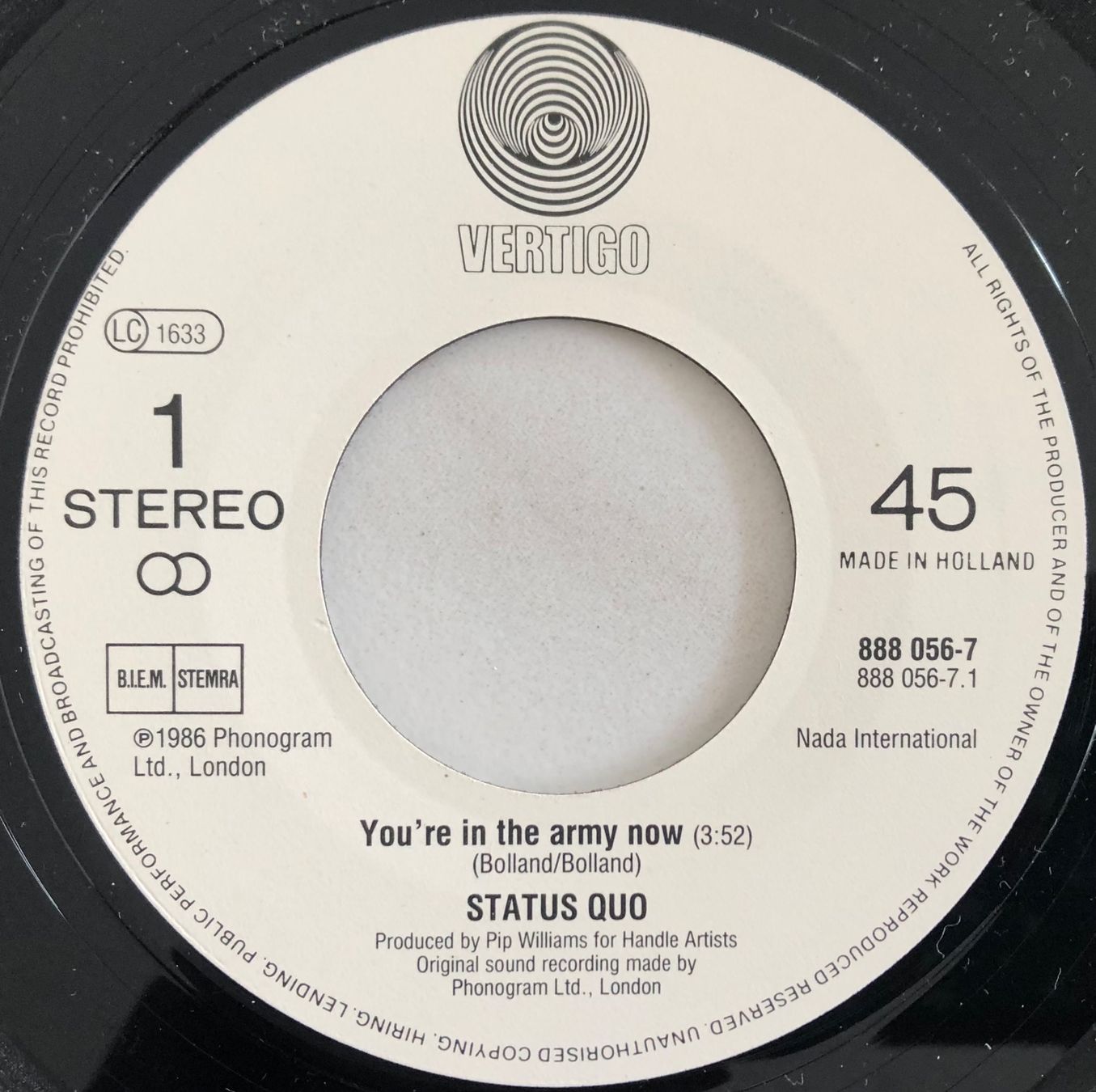 Dischi in vinile: STATUS QUO - IN THE ARMY NOW – Usato da Poliez-Pittet venduto da Newtown-Records 2