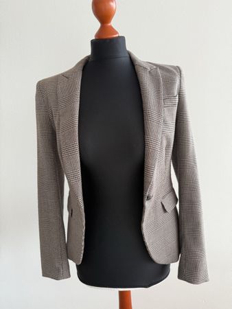 H&M Blazer Gr. 34 Herbst Business Karo Braun beige chic