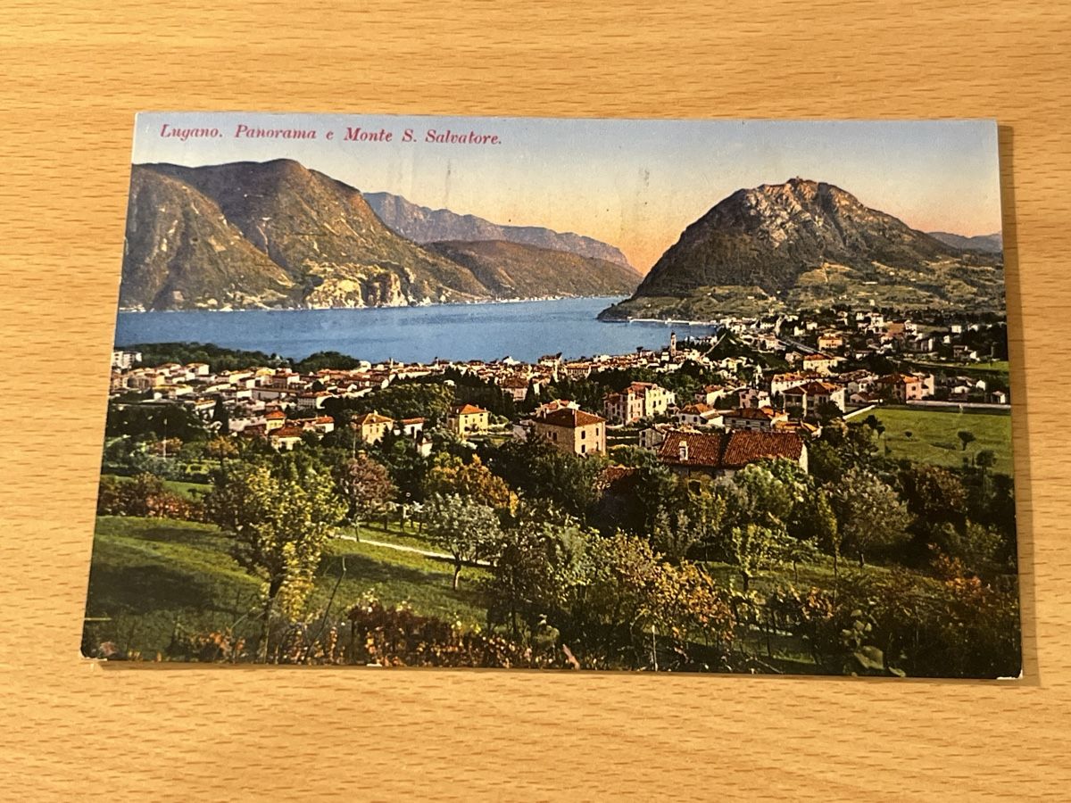 Cartoline postali: Alte Ansichtskarte Lugano Panorama, Monte S. Salvatore – Usato da Hinwil venduto da Chuan2