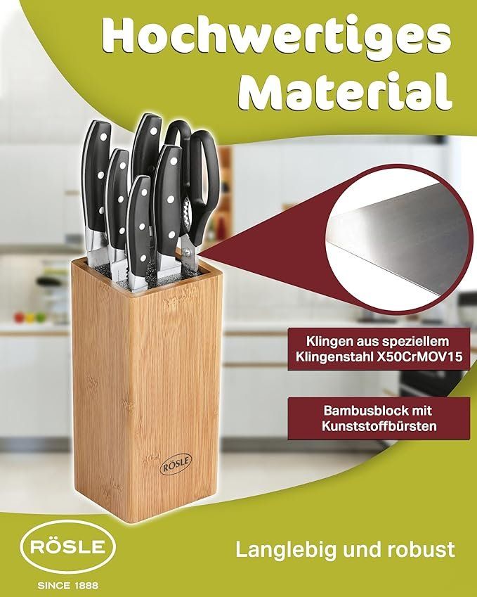 Rösle Coltelli: RÖSLE CUISINE Bürsten Messerblock, 7-tlg. Set – Nuovo e nell'imballaggio originale da Oberentfelden venduto da abz_l7vm 3