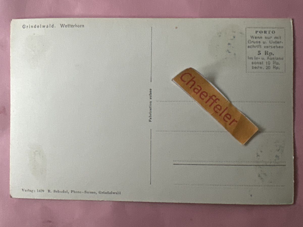 Cartes postales: Grindelwald. Wetterhorn  – D'occasion à Zürich par Chaeffeler 1