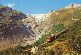 Gletsch  VS  -   Furka-Oberalp-Bahn  mit Rhonegletscher