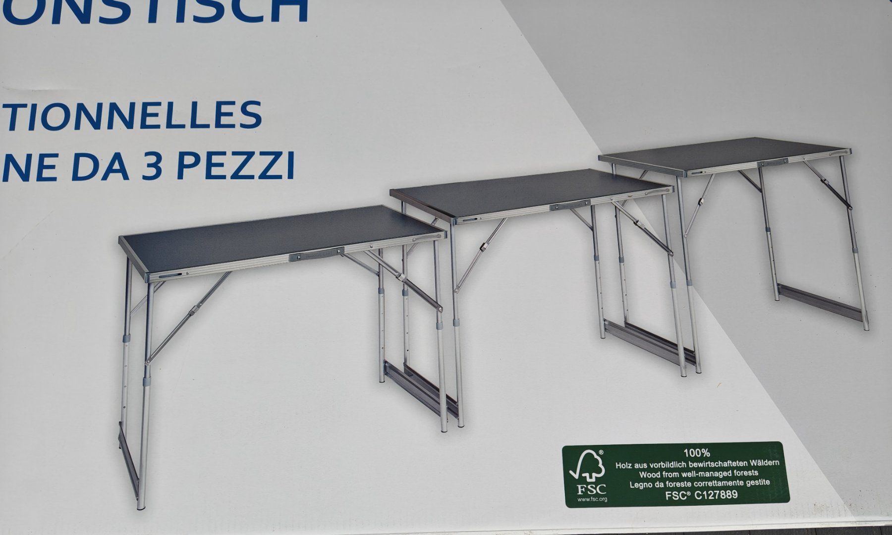 Set di tavolo e panche: Multifunktionstisch 3tlg.Flohmarkttisch Campingtisch – Nuovo e nell'imballaggio originale da Uerkheim venduto da Justi.y 2