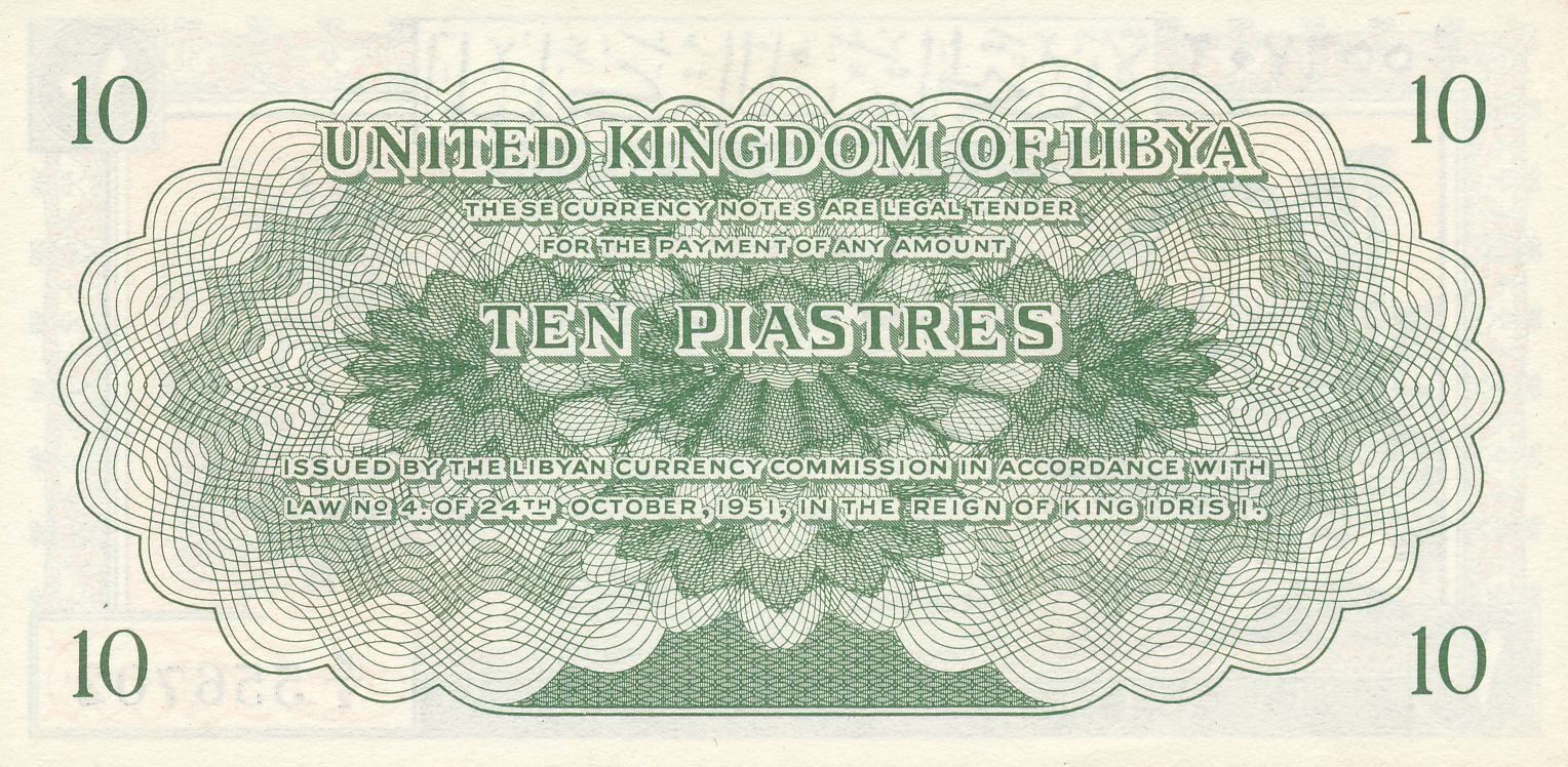 Banconote: Banknote Libyen 10 Piastres 1951 – Nuovo (secondo la descrizione) da Trasadingen venduto da Traadinger 1