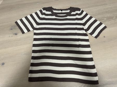 Strickshirt gestreift taupe creme M neu