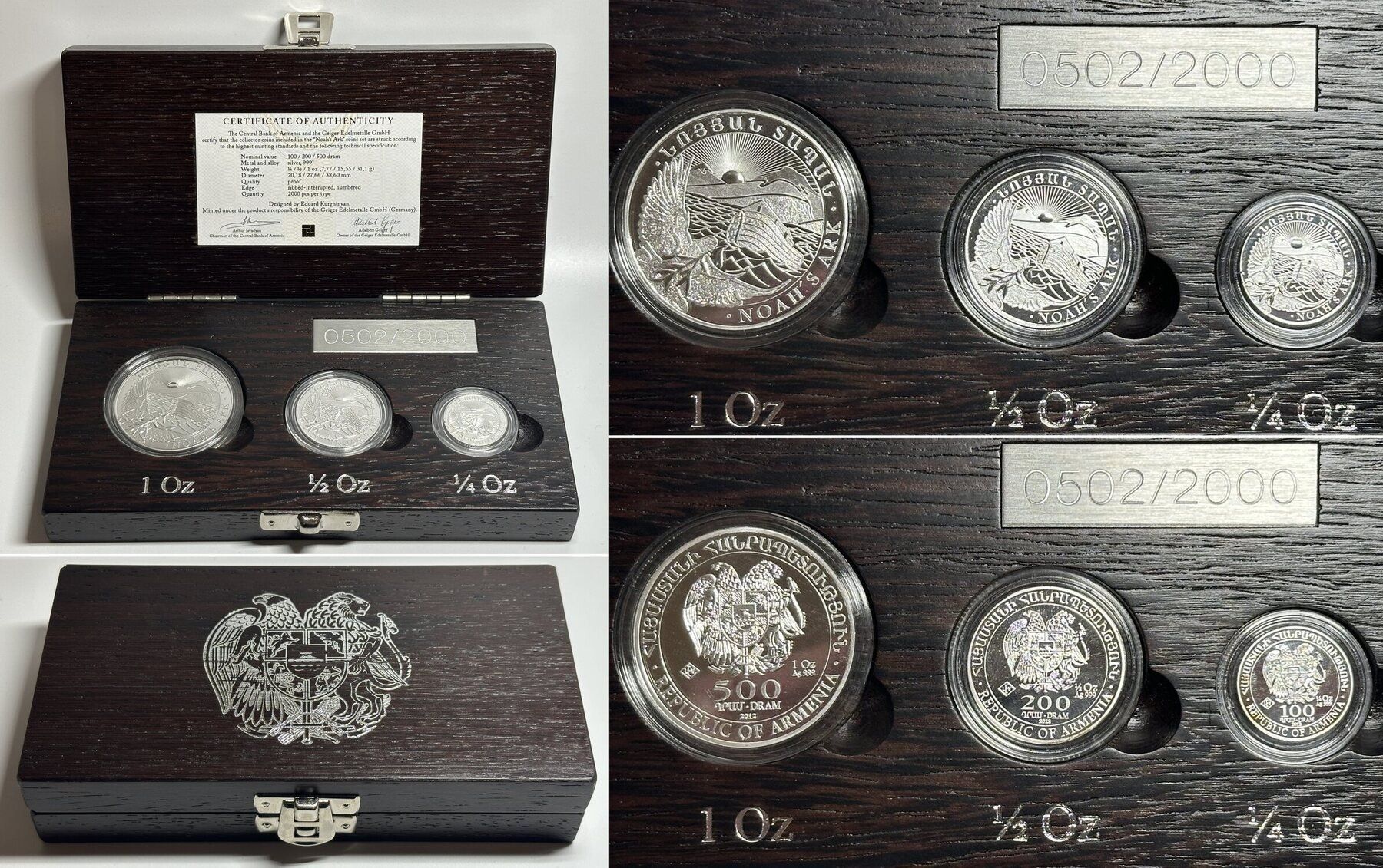 Alle Münzen: ARMENIEN Satz 2012 ARCHE NOAH 1,75 oz Silber PP – Gebraucht aus Riehen von sesambestcoins2004