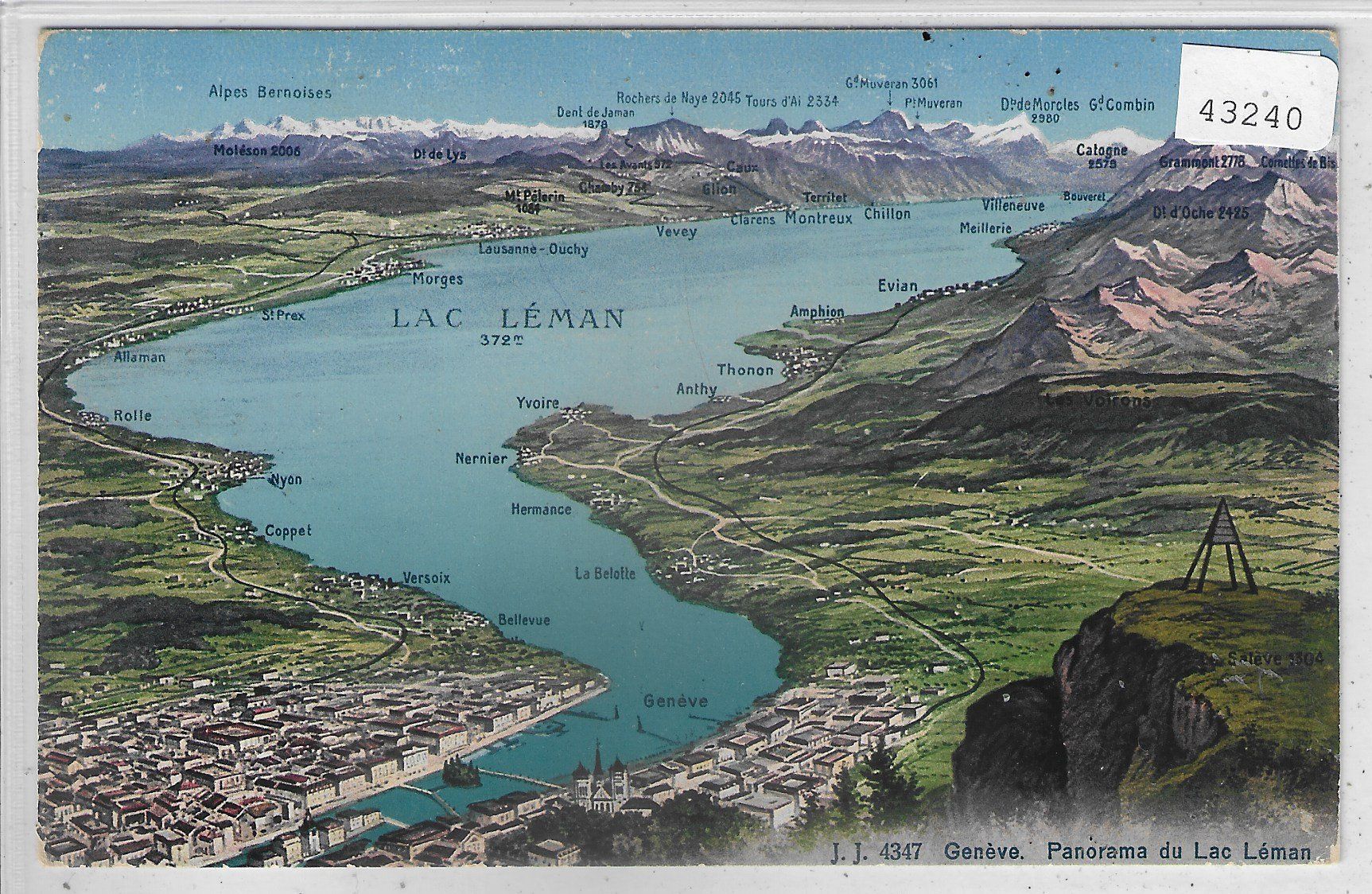 Cartoline postali: Panorama Lac Leman - Geneve - Litho – Usato da Ettingen venduto da Kartenplanet