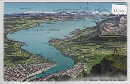 Panorama Lac Leman - Geneve - Litho