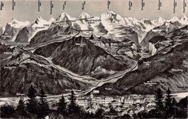 Vogelschau-AK Interlaken Eiger Mönch Jungfrau
