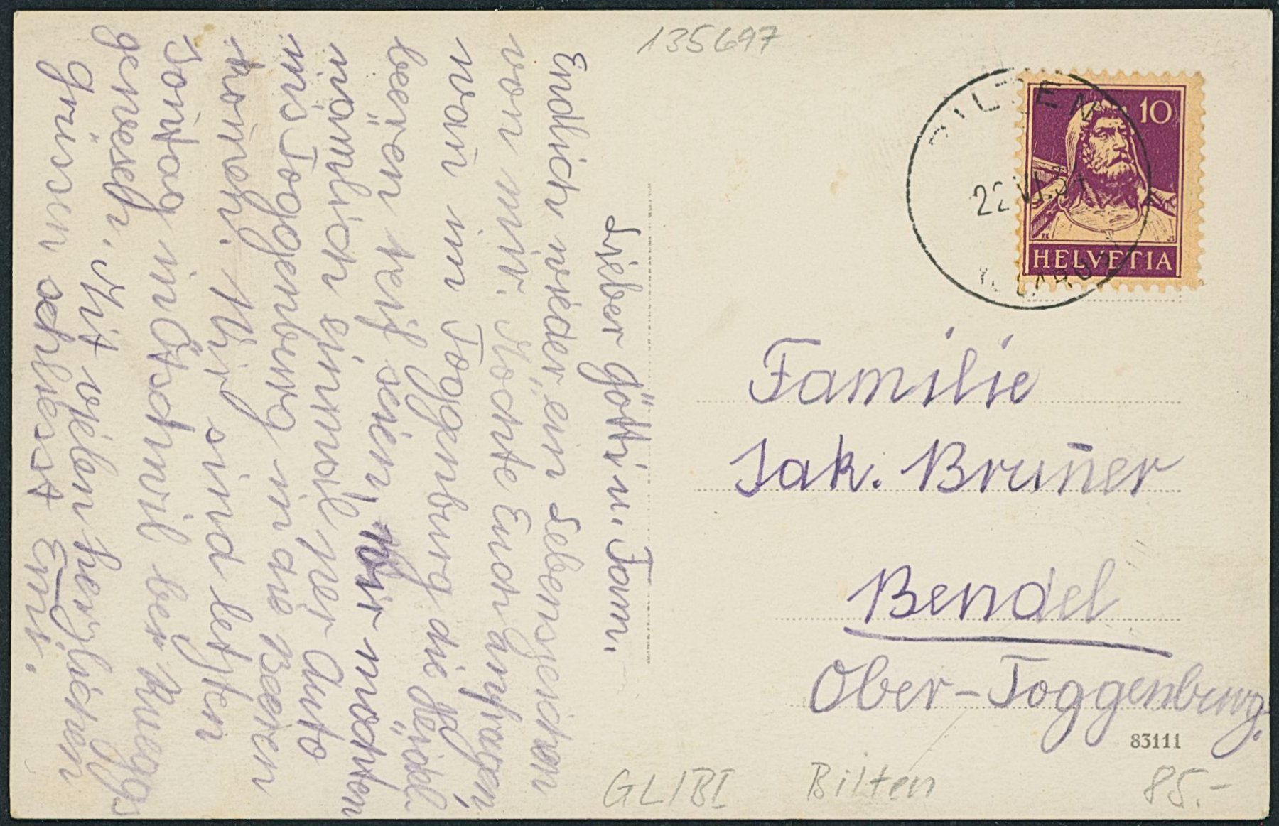 Cartoline postali: GL Unterbilten - Bilten – Usato da Schindellegi venduto da masutka7 1