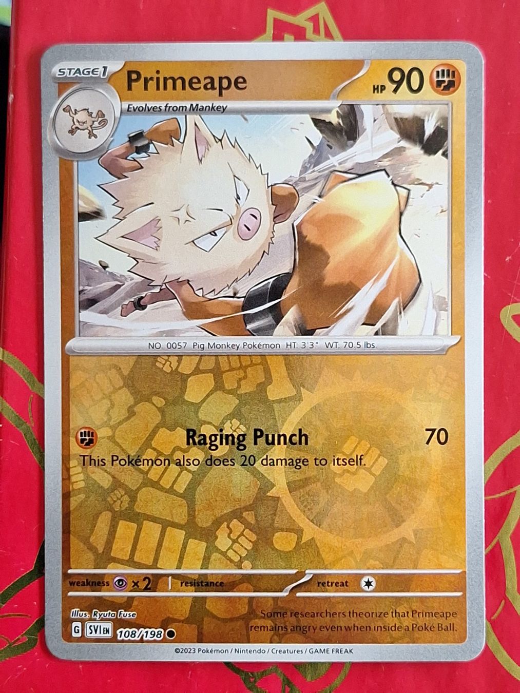 Pokémon Carte collezionabili: Primeape - Pokemon Reverse Holo Scarlet Violet Base – Usato da Altstätten SG venduto da GGsGameshop
