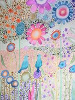 Original Aquarell "two little birds" Bild Vögel Blumen