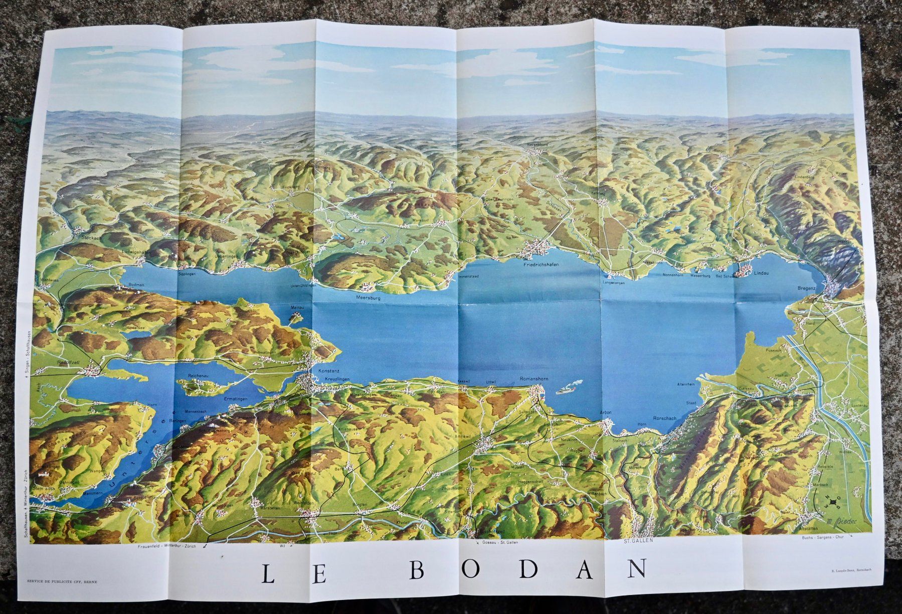 Documenti: SBB CFF Prospekt Sur le Bodan Bodensee 1949 panorama bieder – Usato da Pfaffhausen venduto da mono_rec 1