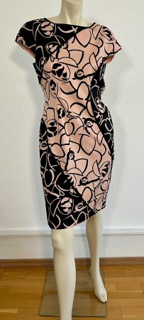 🌸 Escada Damen-Etuikleid Gr 36 Rosé-Schwarz Blumenmuster 🌸
