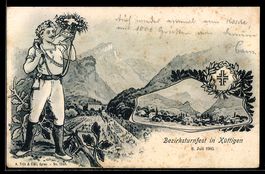 Künstler-AK Küttigen, Bezirksturnfest 1905, Ortsansicht, Tur