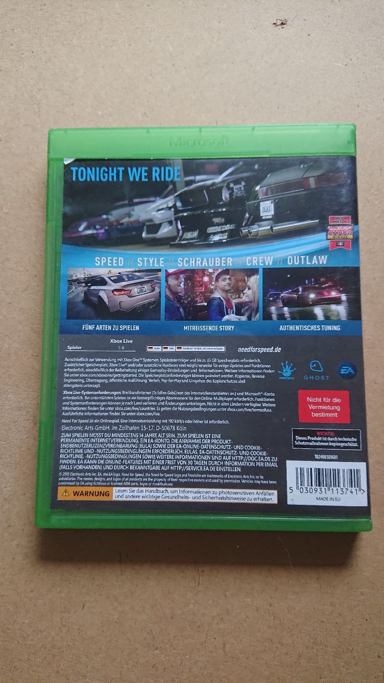 Giochi: Need for Speed Xbox One  – Usato da Chur venduto da FreakofRarity 1