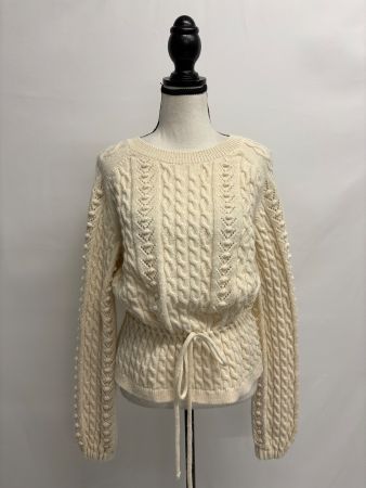 Zara Pullover mit Wolle creme S Zopfmuster