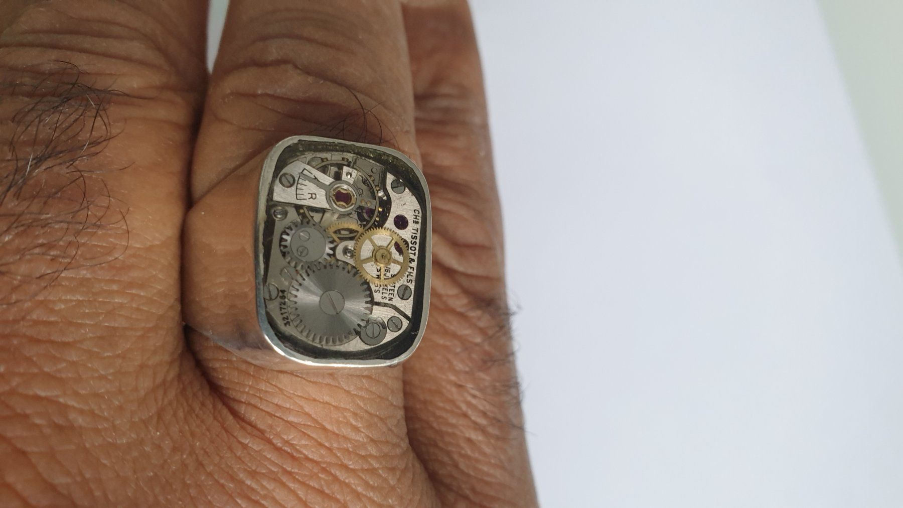 Anelli: Silberring mit mechanischen Uhrwerk hand made – Usato da Wettingen venduto da Hc41 3