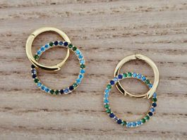 Schmuckset - Halskette & Ohrringe in Gold mit blauen Details