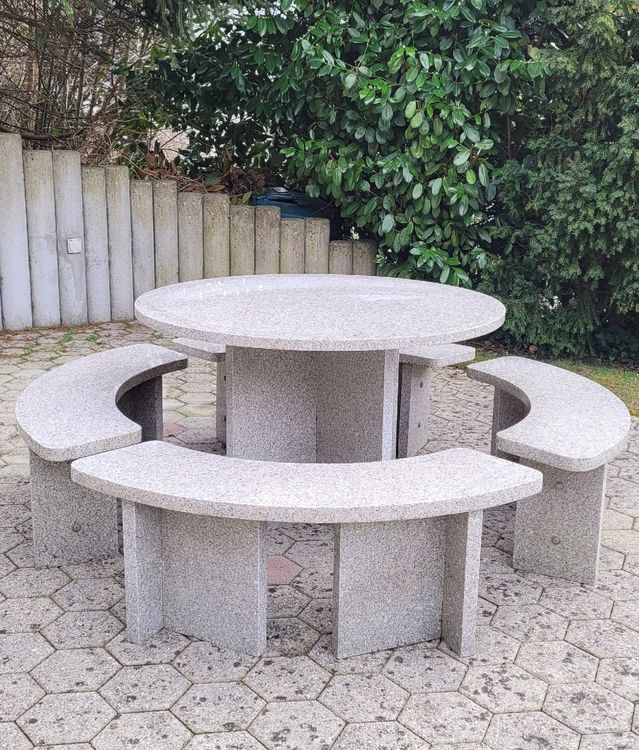 Garten Granittisch, Steintisch mit 4 Sitzbänke Kaufen auf Ricardo