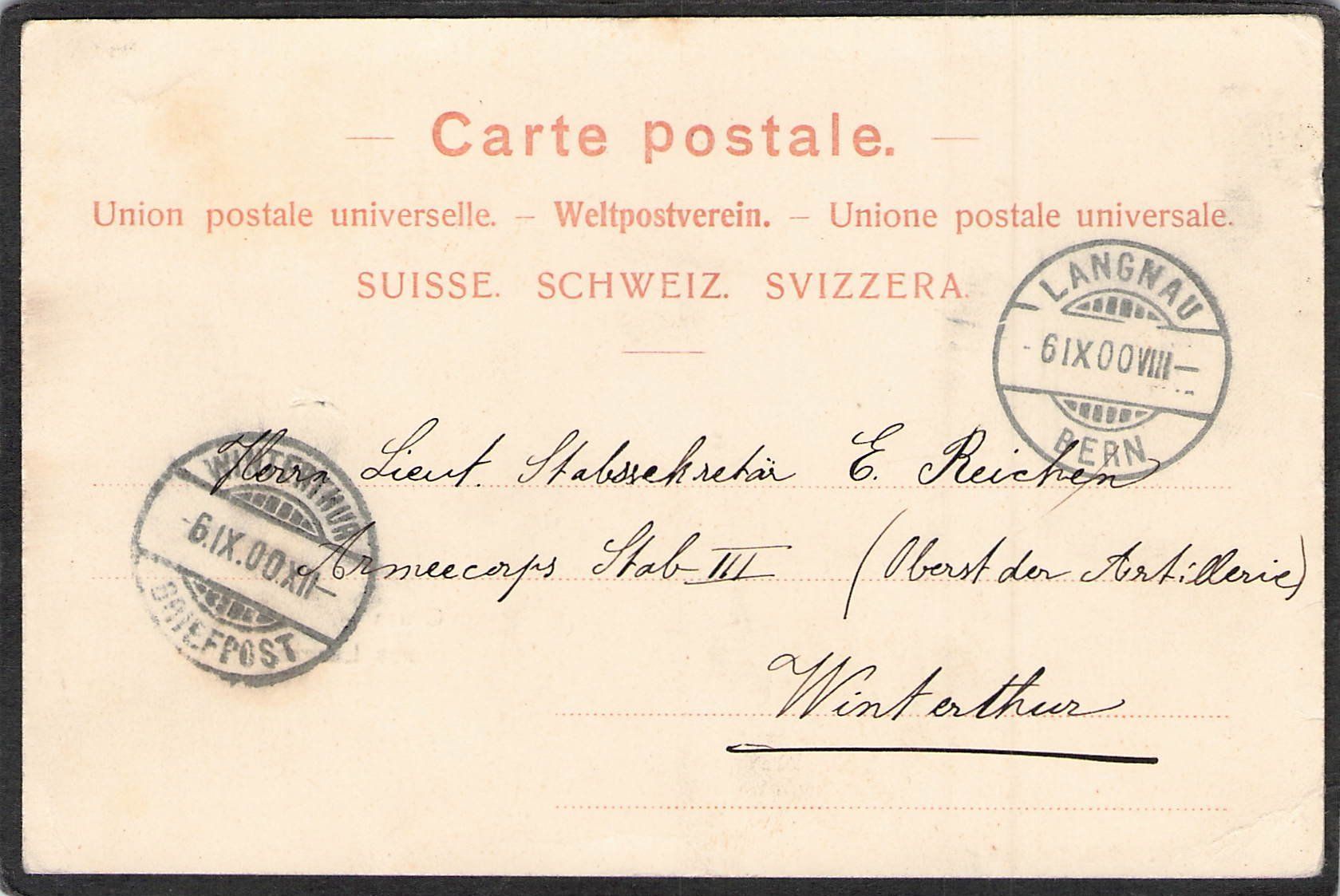 Cartoline postali: ^Gruss aus Langnau BE , gel.1900 – Usato da Reichenburg venduto da Pipo-67 1