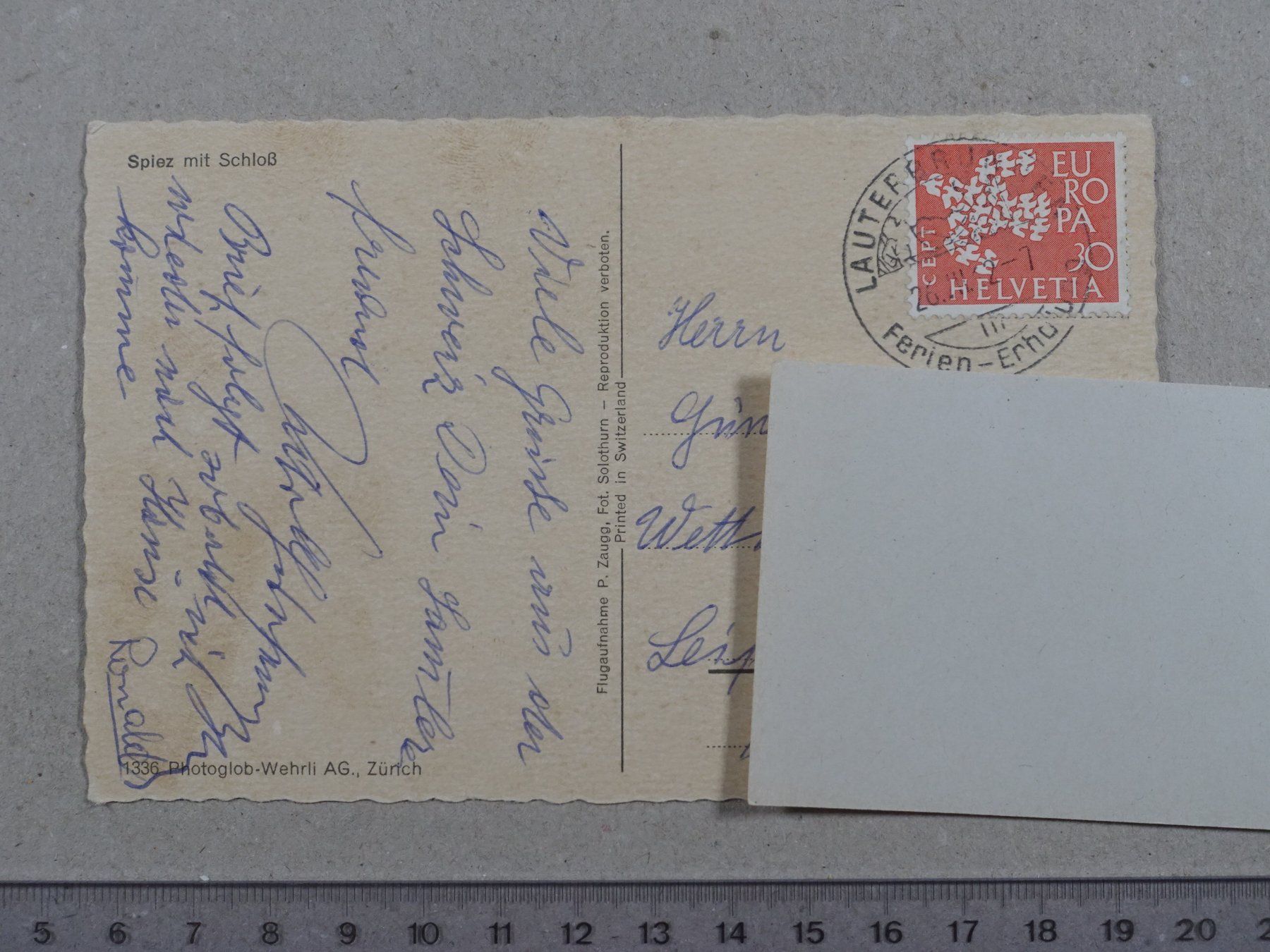 Cartoline postali: Spiez, 1962 – Usato da Lenzburg venduto da fh1 1
