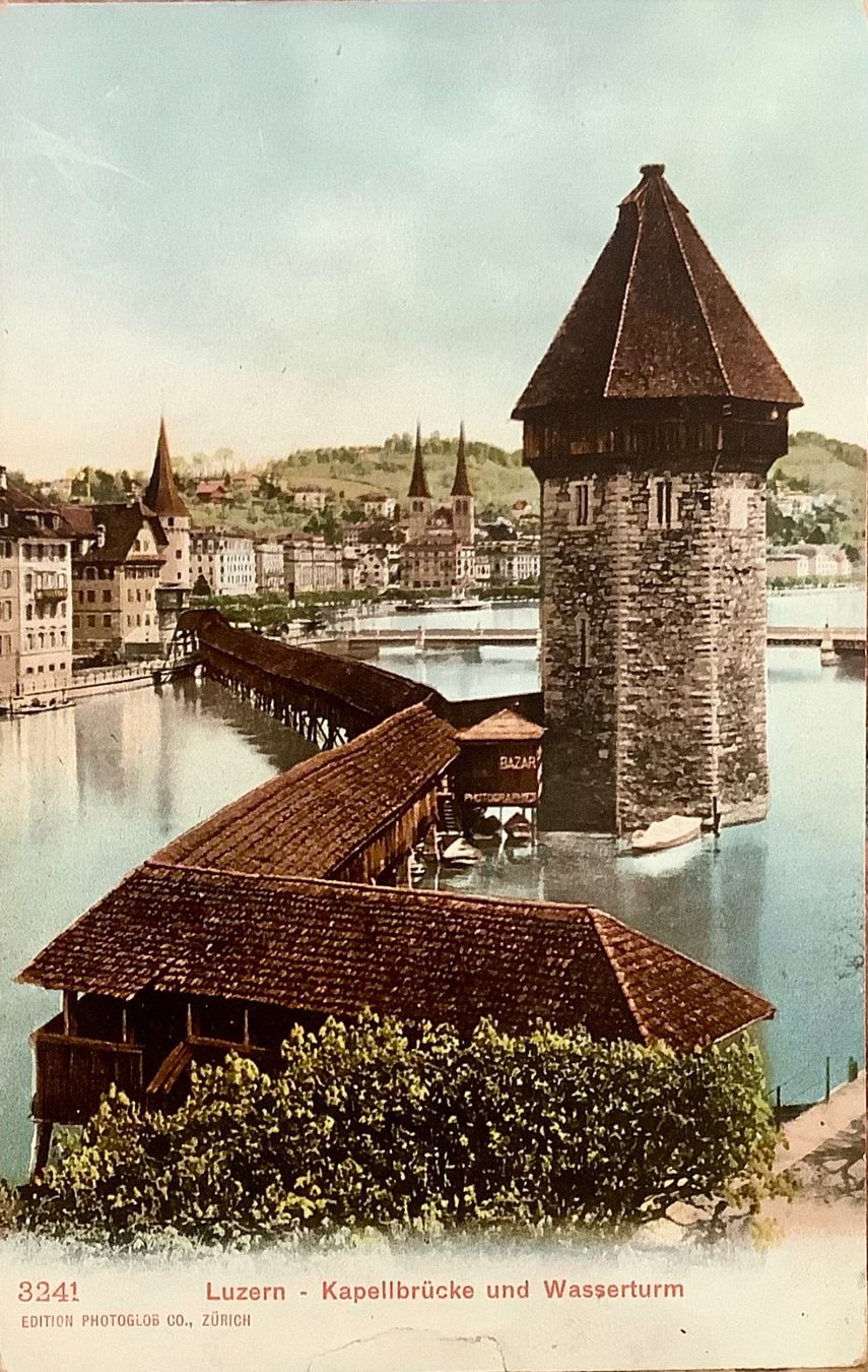 Cartoline postali: 1909 - KAPELLBRÜCKE & WASSERTURM Luzern – Usato da Root venduto da ENGLAND-TREASURES 1
