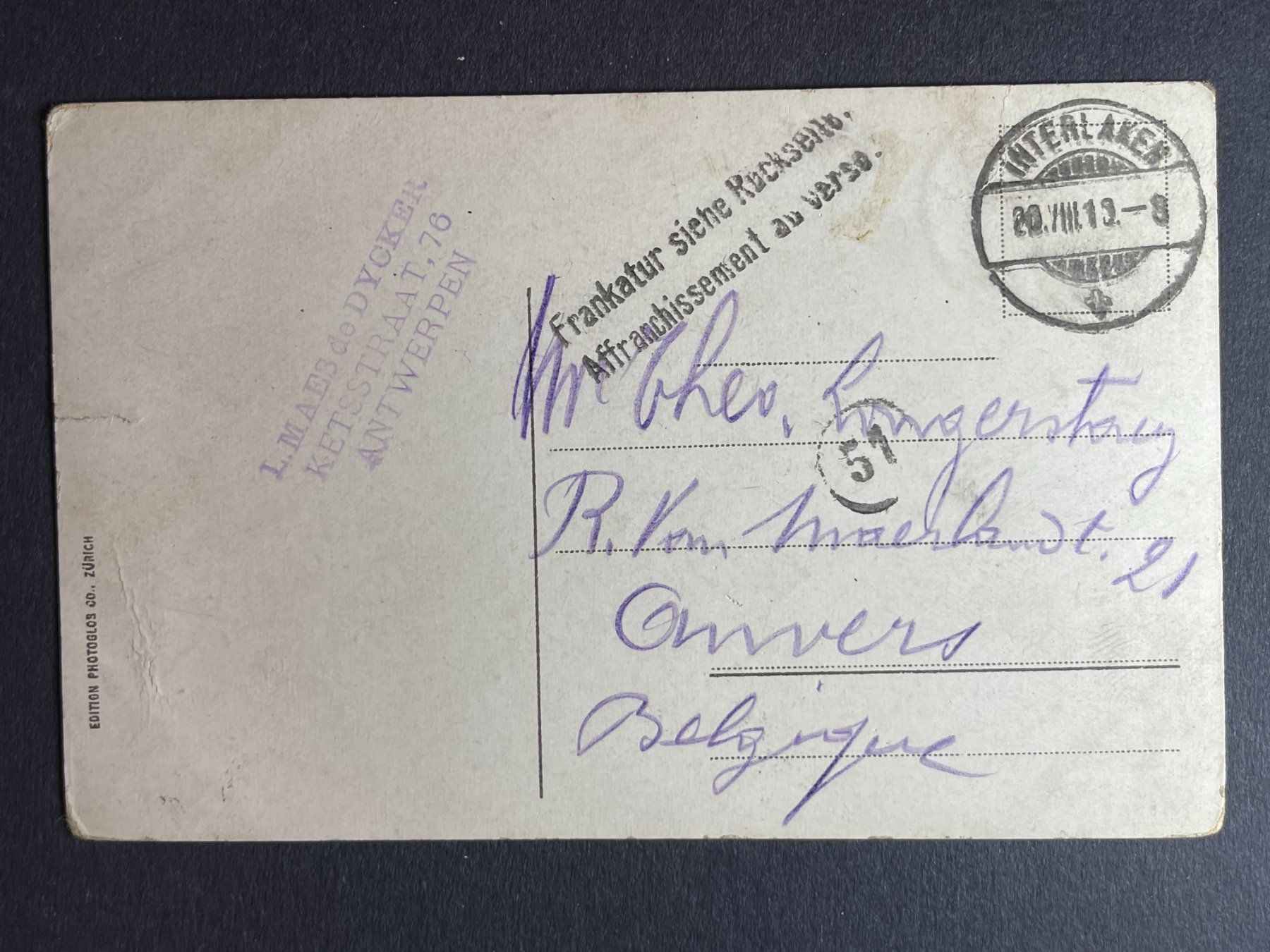 Cartoline postali: Interlaken - 1913 – Usato da Steg VS venduto da _vinci_ 1