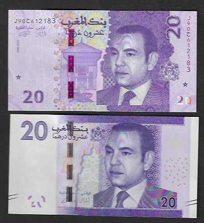 Banknoten: Morocco    20  Dirhams  2  Stück  Different  Bankfrisch – Neu (gemäss Beschreibung) aus Gordola von coinsandnotes
