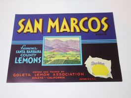 Antik Werbung San Marcos Santa Barbara California USA Label