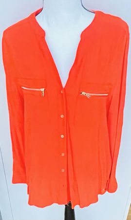 Manor Bluse Gr. 40 Orange Langarm Shirt Top Trend