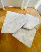 Exklusives 3-teiliges Marmortisch-Set aus massivem Naturmarm