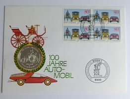 Numisbrief 100 Jahre Automobil mit Silbermedaille ab 1 Fr.!