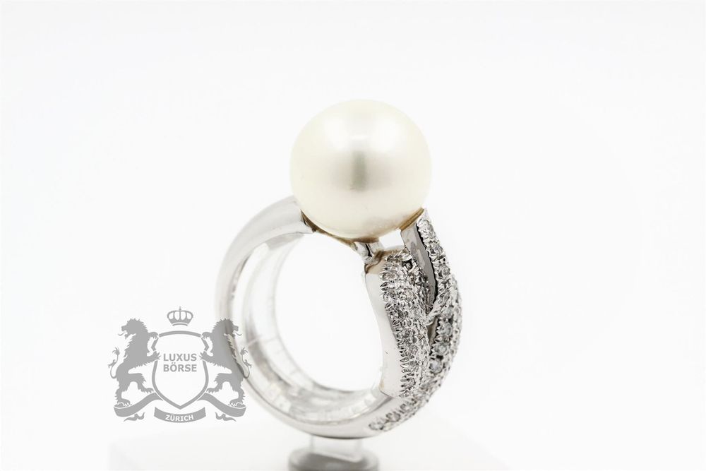Südseeperlen-, Schwarze Und Weiße Diamant-Ohrringe Aus 18 Karat Weißgold Mit Abnehmbaren
