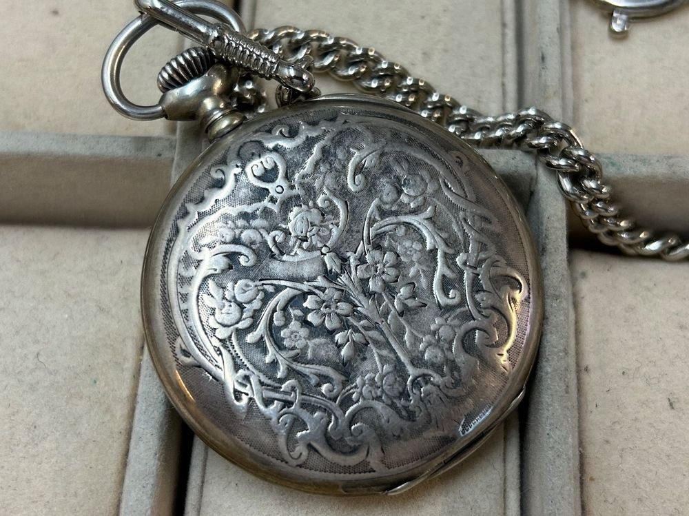 Montre à Gousset Zenith – Argent Niellé – Grand Prix De Paris 1900 – À Réviser