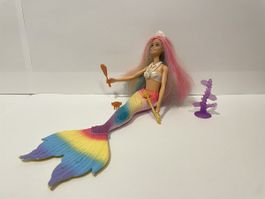 Barbie Meerjungfrau regenbogenfarbene Flosse mit Zubehör