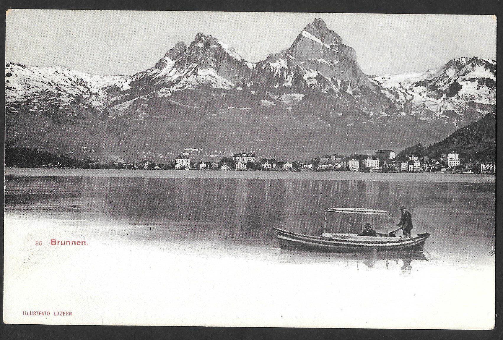 Cartoline postali: Brunnen Gesamtansicht mit kleinem Boot – Usato da Olten venduto da clotaldi