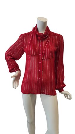 Saint Laurent Bluse Rot/Gold, Gr. 40, Herbst-Look!