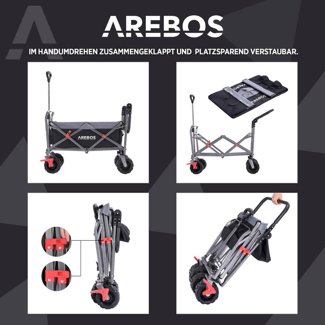 Altro in Utensili da giardino: AREBOS Bollerwagen Klappbar Grau-Schwarz – Nuovo e nell'imballaggio originale da Bottighofen venduto da zaap 5