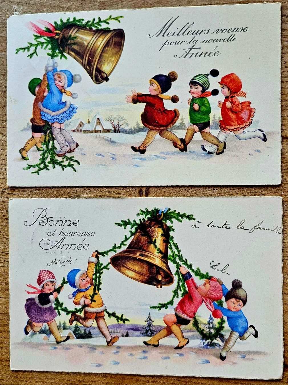 Cartoline postali: 2 cartes postales de Bonne Année, 1937 – Usato da Les Valettes venduto da Nuba1