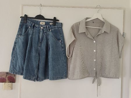 Luftige Jeans Bermuda Shorts + passende Bluse 😎