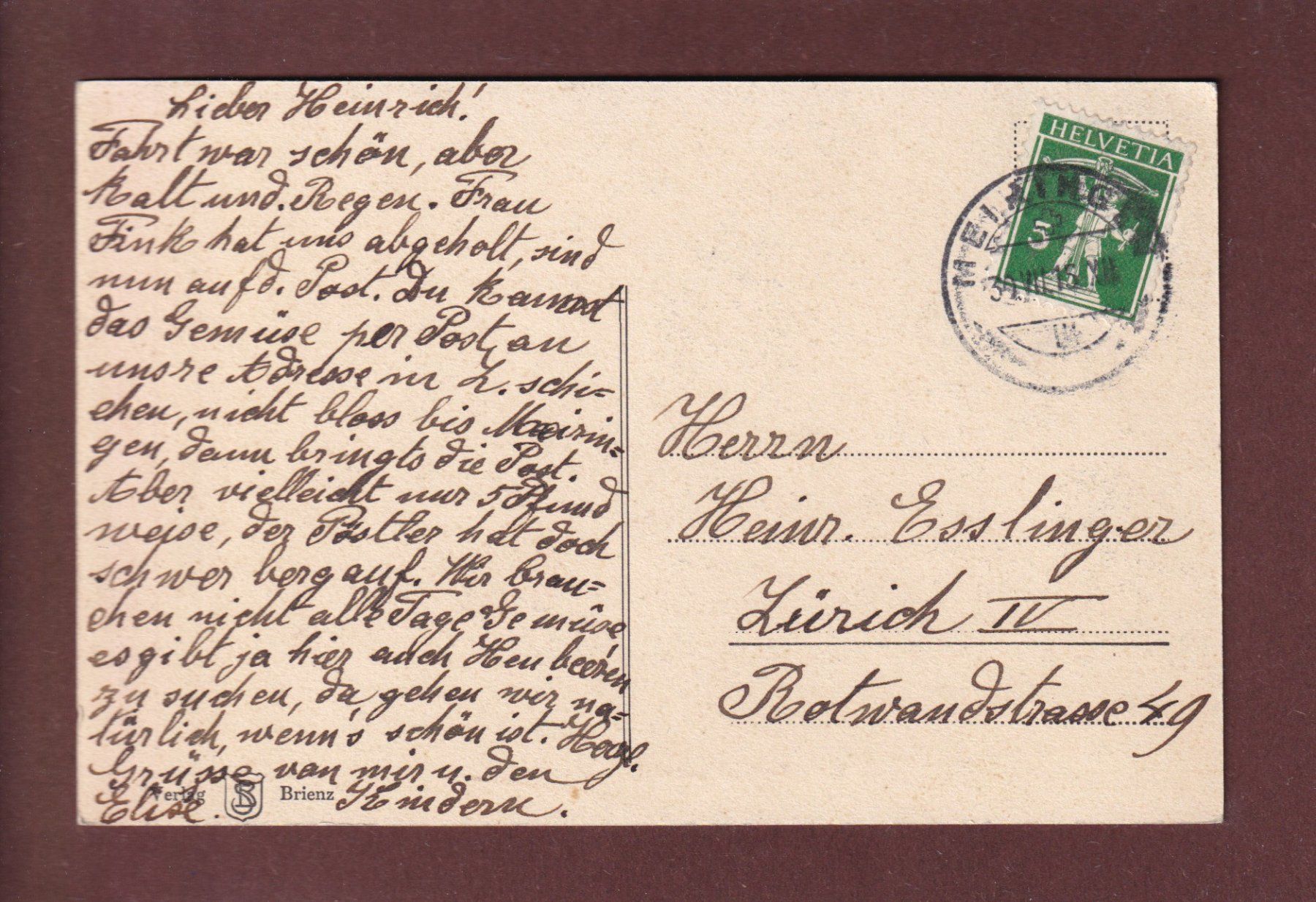 Cartoline postali: REICHENBACHFALL bei Meiringen - 1915 – Usato da Pully venduto da nicecards 1