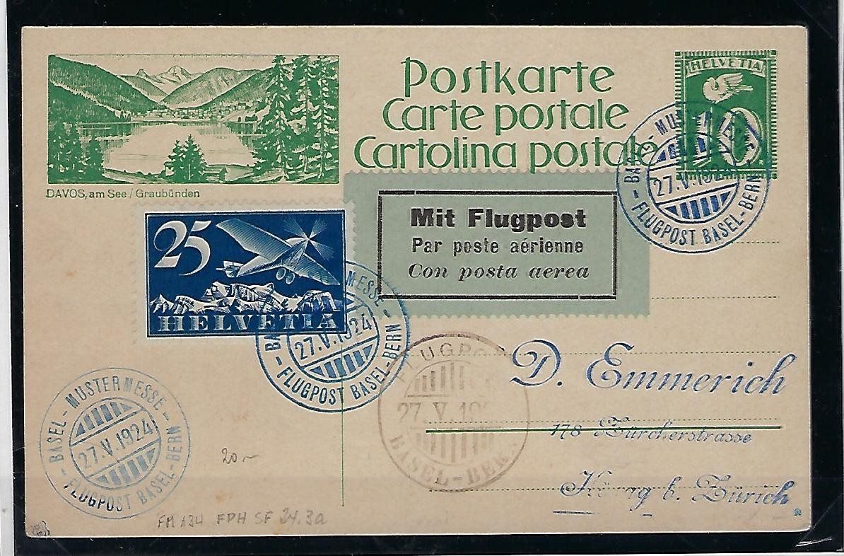 Tutti i francobolli: 1924 Flugpost Karte  9803 – Usato da Lunden venduto da Animus999