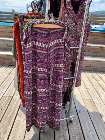 Pantalon d’été ethno thaï violet T36/38 neuf