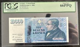 Island 10000 Kronur L. 2001, SCWPM# 61, Gem New 66PPQ