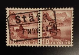 Briefmarke Päärli Schloss Chillon, Top Bahnpoststempel STÄFA