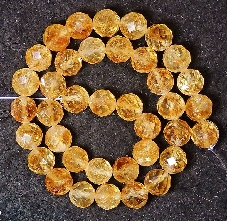 JaipurJewels Natürliche Citrin & Onyx Halskette – 925 Karat, Runde Perlen, 21 Zoll, Echtstein