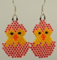 handgemachte Perlenohrringe- Oster design- Huhn