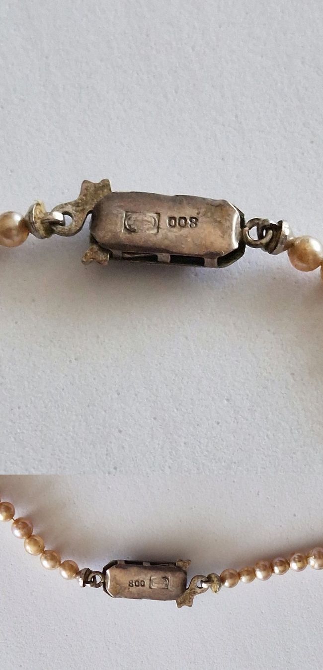Ketten: Verschluss Silber mit Markasit /Kette unechte Perlen Vintage – Gebraucht aus Zürich von silver-team 5