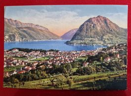 Lugano - Vogelschau (sehr alt/ ca 40er-Jahre)